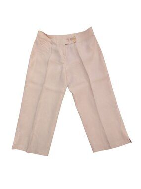 Eileen Fisher 100% Linen Crop Pants Womens Medium Pink Organic FLAW